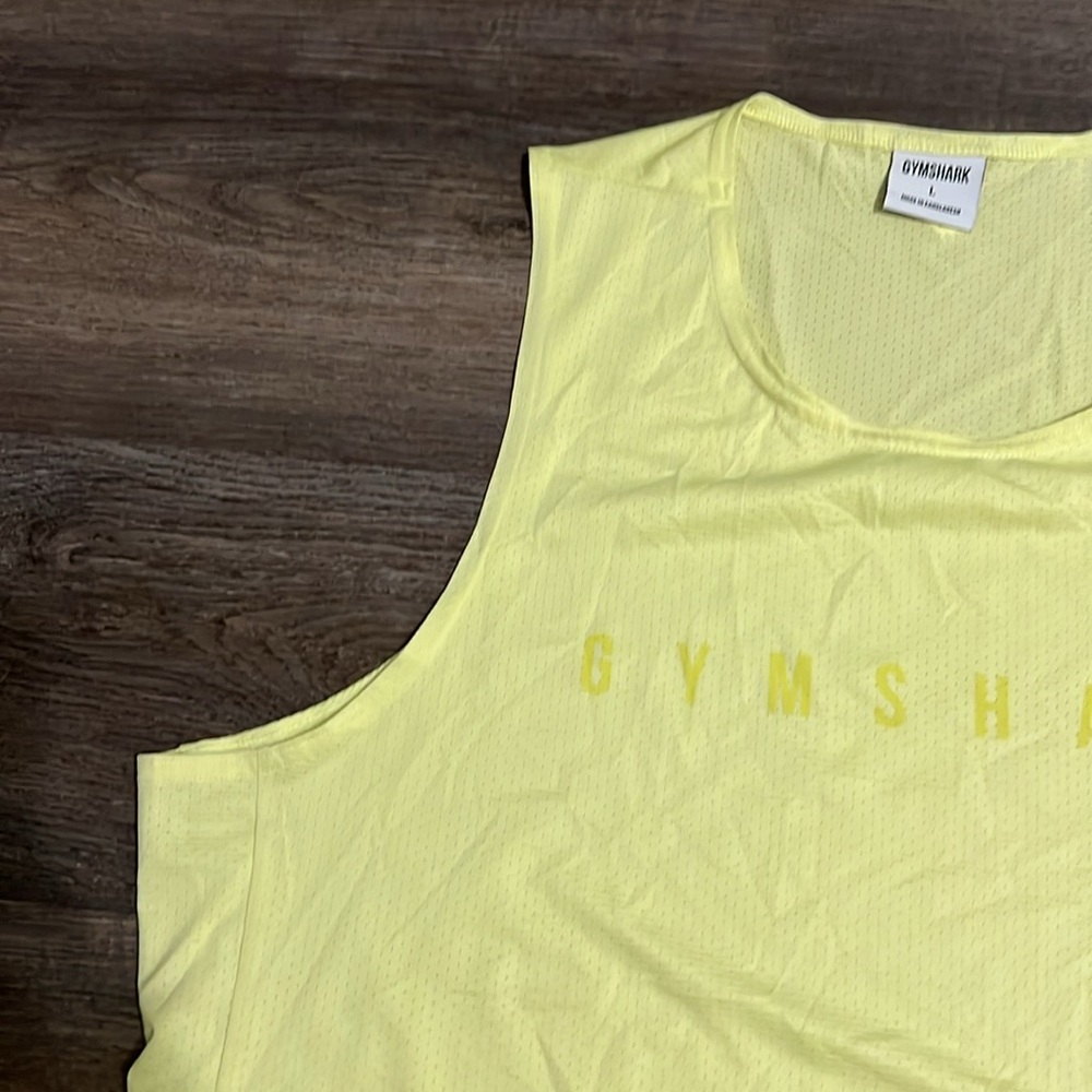 Gymshark Yellow Lightweight Mesh Men’s Athletic Tank Top Large - Picture 12 of 14